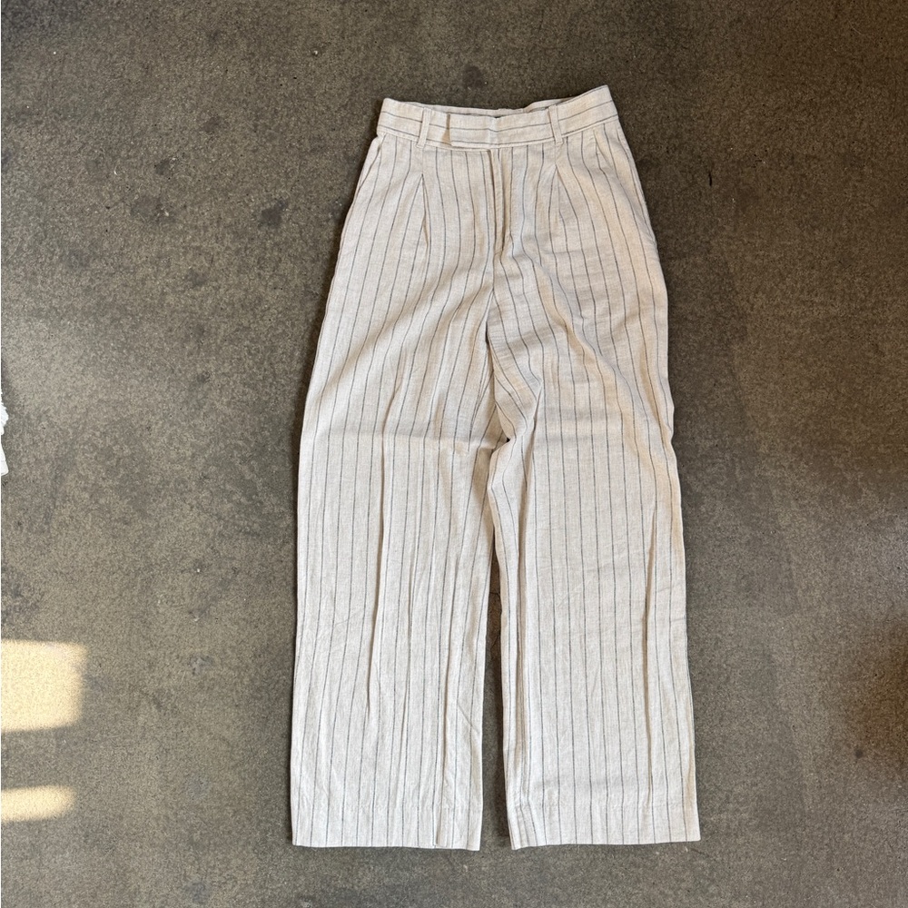 Banana Republic Women's Cream Striped Wide Leg Pants